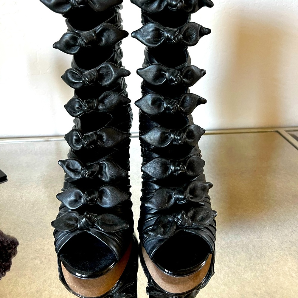 Chanel Lambskin Black Bow boots
